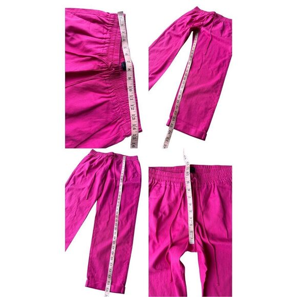 J. Crew Linen-blend slim wide-leg drawstring pant In Pink/Snapdragon Size 6 - Picture 6 of 6